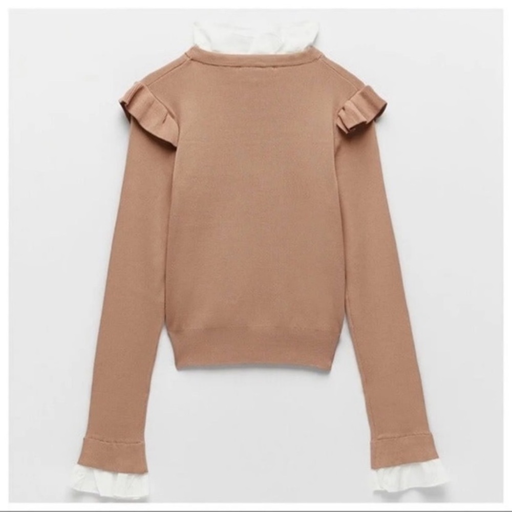 Zara Combination Knit Ruffled Sweater - Picture 5 of 8